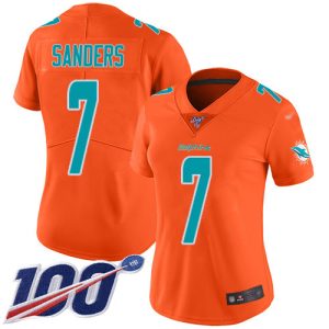 Dolphins #7 Jason Sanders Orange Women's Stitched NFL Limited Inverted Legend 100th Season Jersey