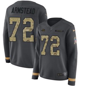 wholesale Dolphins #72 Terron Armstead Anthracite Salute to Service Women's Stitched NFL Limited Therma Long Sleeve Jersey