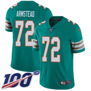 Dolphins #72 Terron Armstead Aqua Green Alternate Men's Stitched NFL 100th Season Vapor Untouchable Limited Jersey