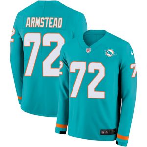 Dolphins #72 Terron Armstead Aqua Green Team Color Men's Stitched NFL Limited Therma Long Sleeve Jersey