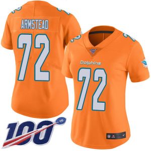 dolphins #72 terron armstead orangen women's stitched nfl limited rush 100th season cheap jersey