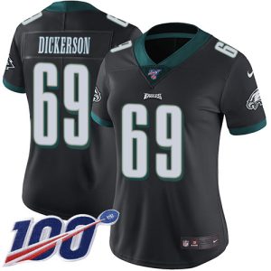 Eagles #69 Landon Dickerson Black Alternate Women's Stitched NFL 100th Season Vapor Untouchable Limited Jersey