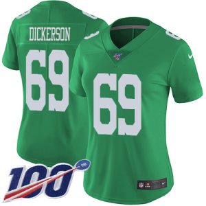 Eagles #69 Landon Dickerson Green Women's Stitched NFL Limited Rush 100th Season Jersey