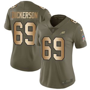 wholesale Eagles #69 Landon Dickerson Olive/Gold Women's Stitched NFL Limited 2017 Salute To Service Jersey