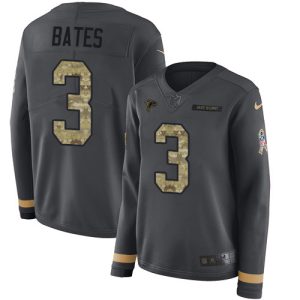 falcons #3 jessie bates anthracite salute to service stitched women's nfl limited therma long sleeve wholesale jersey