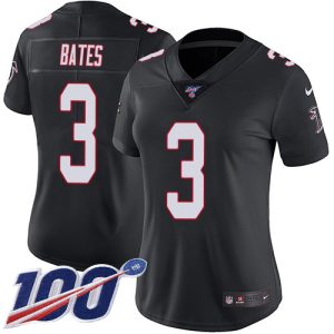 Falcons #3 Jessie Bates Black Alternate Stitched Women's NFL 100th Season Vapor Untouchable Limited Jersey