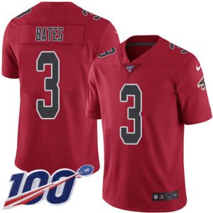 cheap Falcons #3 Jessie Bates Red Men's Stitched NFL Limited Rush 100th Season Jersey