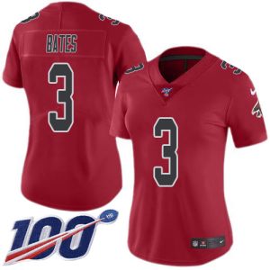 falcons #3 jessie bates red stitched women's nfl limited rush 100th season cheap jersey