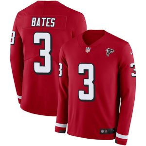 cheap Falcons #3 Jessie Bates Red Team Color Men's Stitched NFL Limited Therma Long Sleeve Jersey