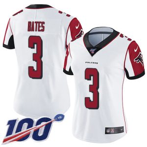 wholesale Falcons #3 Jessie Bates White Stitched Women's NFL 100th Season Vapor Untouchable Limited Jersey