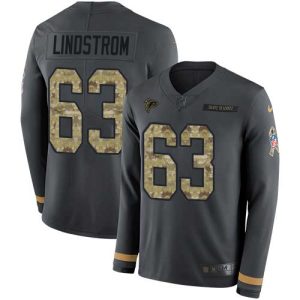 wholesale Falcons #63 Chris Lindstrom Anthracite Salute to Service Men's Stitched NFL Limited Therma Long Sleeve Jersey