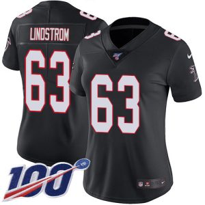 cheap Falcons #63 Chris Lindstrom Black Alternate Stitched Women's NFL 100th Season Vapor Untouchable Limited Jersey