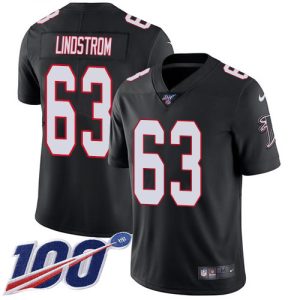 Falcons #63 Chris Lindstrom Black Alternate Stitched Youth NFL 100th Season Vapor Untouchable Limited Jersey