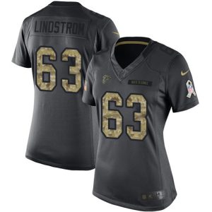 wholesale Falcons #63 Chris Lindstrom Black Stitched Women's NFL Limited 2016 Salute to Service Jersey