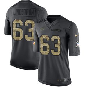 Falcons #63 Chris Lindstrom Black Stitched Youth NFL Limited 2016 Salute to Service Jersey