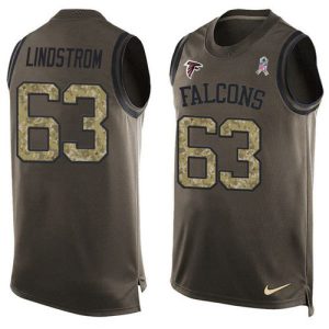 wholesale Falcons #63 Chris Lindstrom Green Men's Stitched NFL Limited Salute To Service Tank Top Jersey