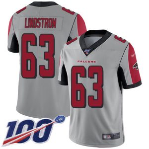 falcons #63 chris lindstrom silver men's stitched nfl limited inverted legend 100th season wholesale jersey