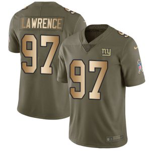 Giants #97 Dexter Lawrence Olive/Gold Men's Stitched NFL Limited 2017 Salute To Service Jersey