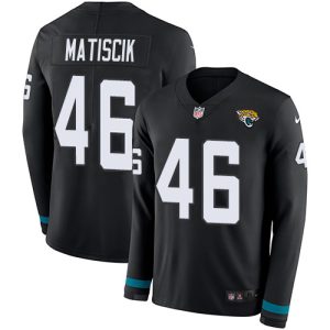 Jaguars #46 Ross Matiscik Black Team Color Men's Stitched NFL Limited Therma Long Sleeve Jersey