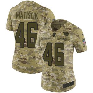 Jaguars #46 Ross Matiscik Camo Women's Stitched NFL Limited 2018 Salute To Service Jersey