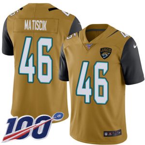 jaguars #46 ross matiscik gold men's stitched nfl limited rush 100th season wholesale jersey