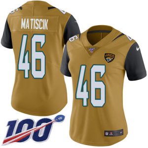 Jaguars #46 Ross Matiscik Gold Women's Stitched NFL Limited Rush 100th Season Jersey