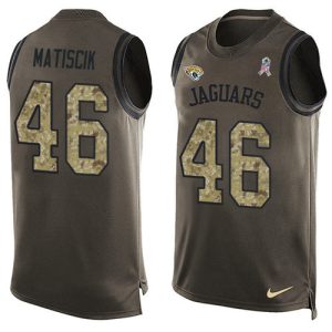 jaguars #46 ross matiscik green men's stitched nfl limited salute to service tank top cheap jersey