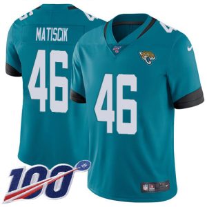 jaguars #46 ross matiscik teal green alternate men's stitched nfl 100th season vapor limited wholesale jersey