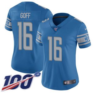 cheap Lions #16 Jared Goff Blue Team Color Women's Stitched NFL 100th Season Vapor Untouchable Limited Jersey