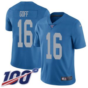 Lions #16 Jared Goff Blue Throwback Youth Stitched NFL 100th Season Vapor Untouchable Limited Jersey