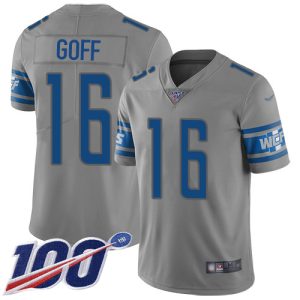 lions #16 jared goff gray men's stitched nfl limited inverted legend 100th season cheap jersey