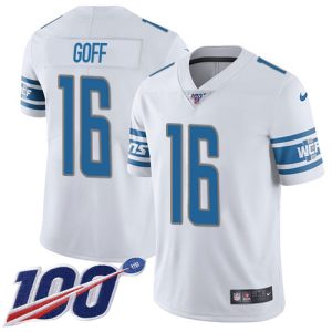 cheap Lions #16 Jared Goff White Men's Stitched NFL 100th Season Vapor Untouchable Limited Jersey