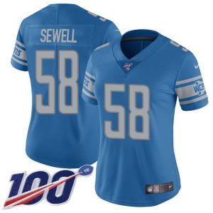 Lions #58 Penei Sewell Blue Team Color Women's Stitched NFL 100th Season Vapor Untouchable Limited Jersey