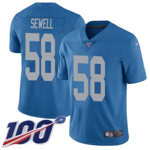 cheap Lions #58 Penei Sewell Blue Throwback Men's Stitched NFL 100th Season Vapor Untouchable Limited Jersey