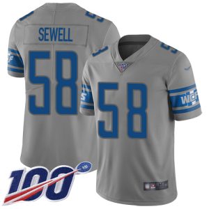 Lions #58 Penei Sewell Gray Men's Stitched NFL Limited Inverted Legend 100th Season Jersey