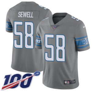 cheap Lions #58 Penei Sewell Gray Men's Stitched NFL Limited Rush 100th Season Jersey