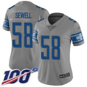 Lions #58 Penei Sewell Gray Women's Stitched NFL Limited Inverted Legend 100th Season Jersey