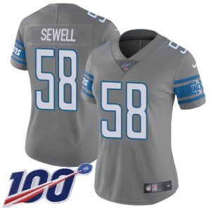 wholesale Lions #58 Penei Sewell Gray Women's Stitched NFL Limited Rush 100th Season Jersey