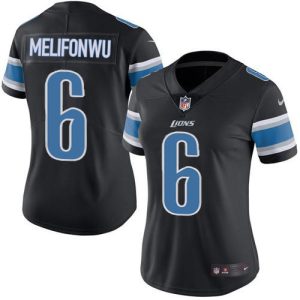 lions #6 ifeatu melifonwu black women's stitched nfl limited rush cheap jersey