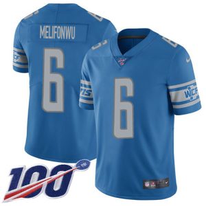 lions #6 ifeatu melifonwu blue team color men's stitched nfl 100th season vapor untouchable limited wholesale jersey