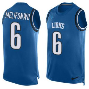 wholesale Lions #6 Ifeatu Melifonwu Blue Team Color Men's Stitched NFL Limited Tank Top Jersey