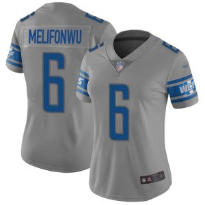 lions #6 ifeatu melifonwu gray women's stitched nfl limited inverted legend wholesale jersey