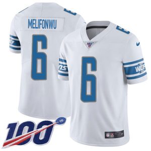 cheap Lions #6 Ifeatu Melifonwu White Men's Stitched NFL 100th Season Vapor Untouchable Limited Jersey