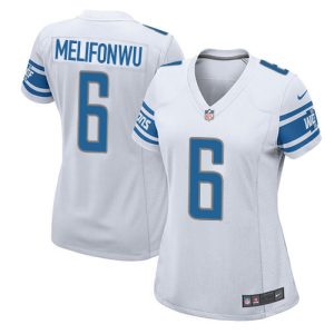 cheap Lions #6 Ifeatu Melifonwu White Women's Stitched NFL Elite Jersey