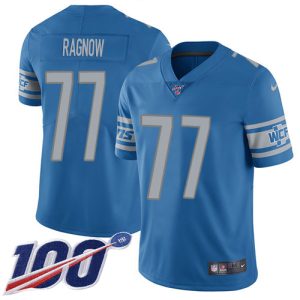 lions #77 frank ragnow blue team color men's stitched nfl 100th season vapor untouchable limited cheap jersey