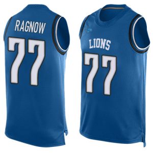 cheap Lions #77 Frank Ragnow Blue Team Color Men's Stitched NFL Limited Tank Top Jersey