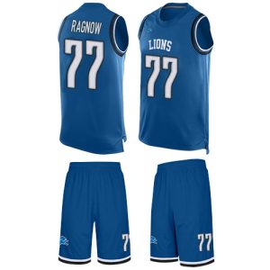 cheap Lions #77 Frank Ragnow Blue Team Color Men's Stitched NFL Limited Tank Top Suit Jersey