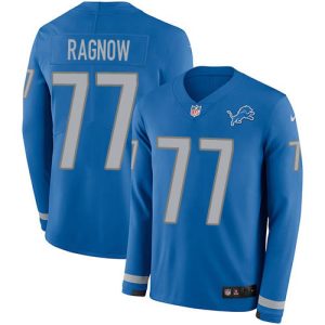 cheap Lions #77 Frank Ragnow Blue Team Color Youth Stitched NFL Limited Therma Long Sleeve Jersey