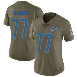 Lions #77 Frank Ragnow Olive Women's Stitched NFL Limited 2017 Salute To Service Jersey