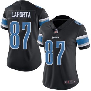 wholesale Lions #87 Sam LaPorta Black Women's Stitched NFL Limited Rush Jersey